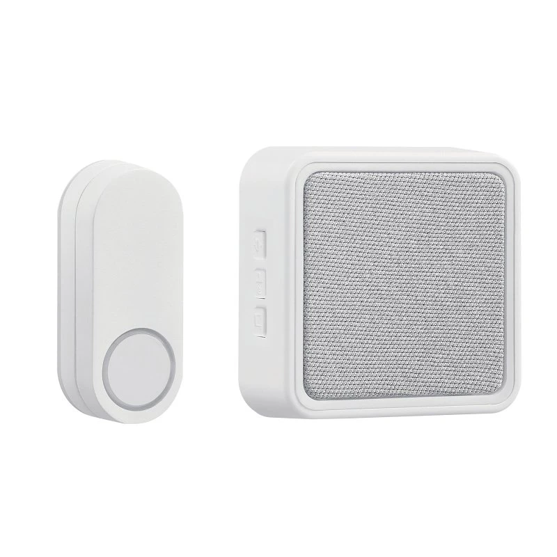 Heath Zenith Battery Operated Doorbell Kit with Light Gray Fabric and White Lighted Button
