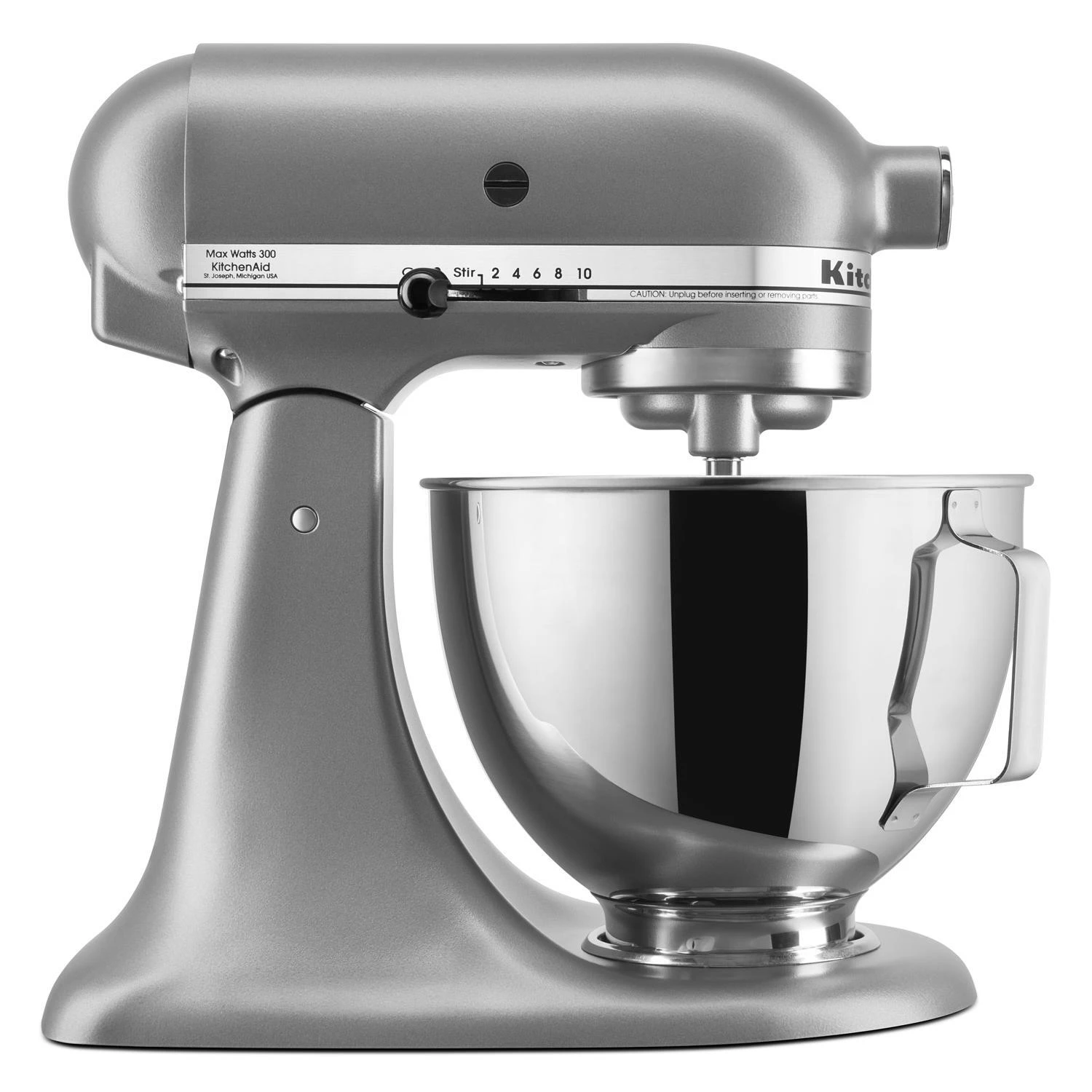 Silver 4.5 Quart 10 Speed Stand Mixer With Attachments