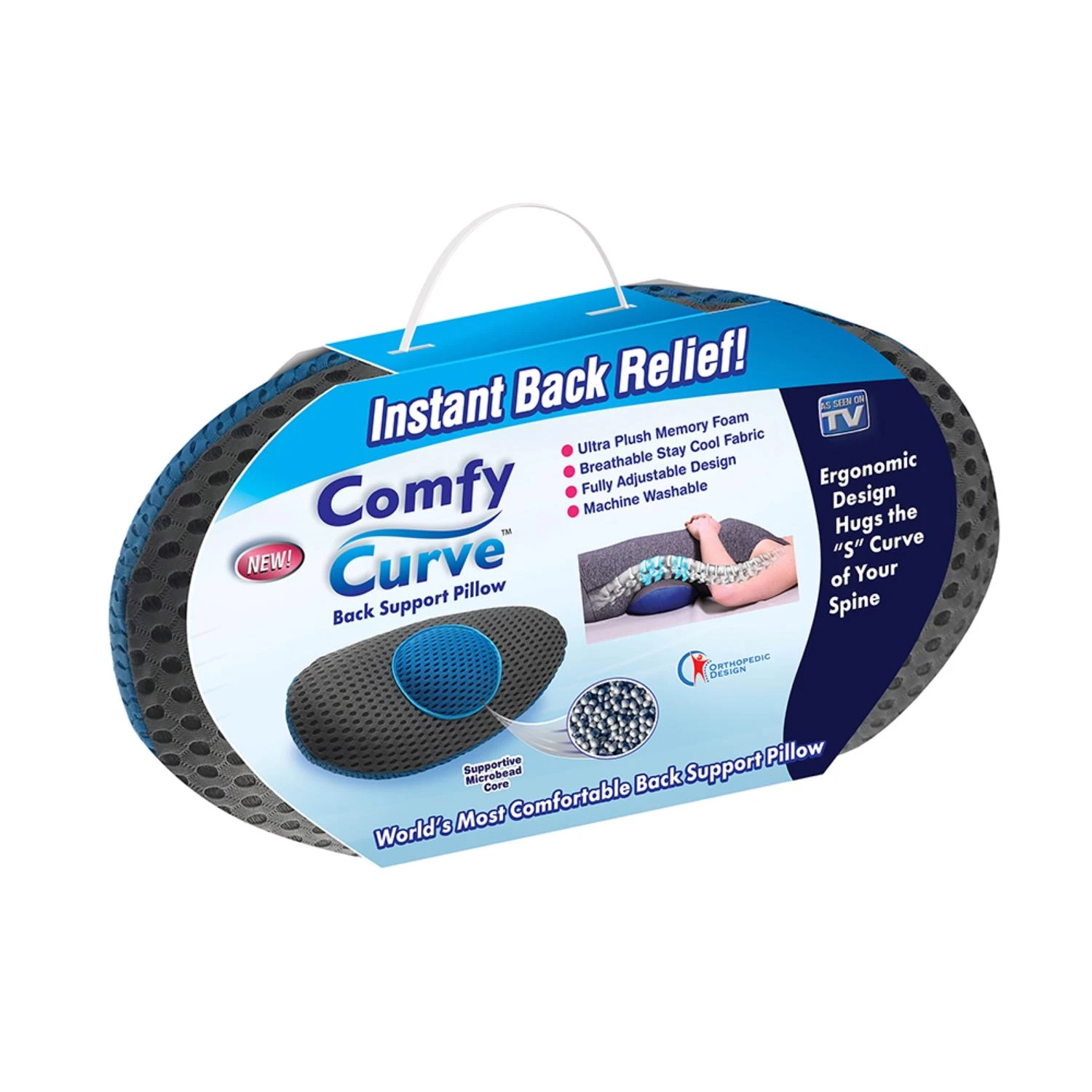 As Seen On Tv Comfy Curve Back Support Pillow Foam 1 Pk, Model Ccp-mc6, 8.6" Height