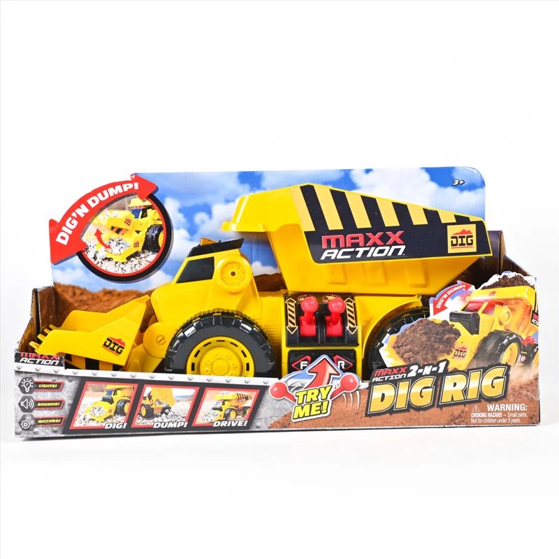 Maxx Action Dig Rig Motorized Truck - Yellow Plastic - 1 Piece