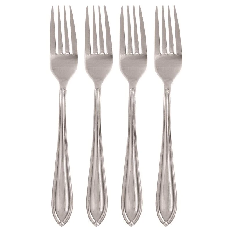 Ginger Silver Stainless Steel Casual Dinner Fork Set 4 Pieces