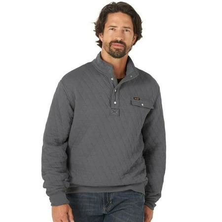 Heather Grey Quilted 1/4 Snap Pullover For Men - Model 112318464