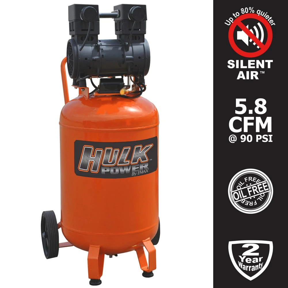 20 Gallon 2 Hp Portable Electric-powered Vertical Silent Air Compressor By Hulk Power