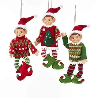 Kurt Adler Elf Polyester Christmas Figurine Ornaments  3 Count