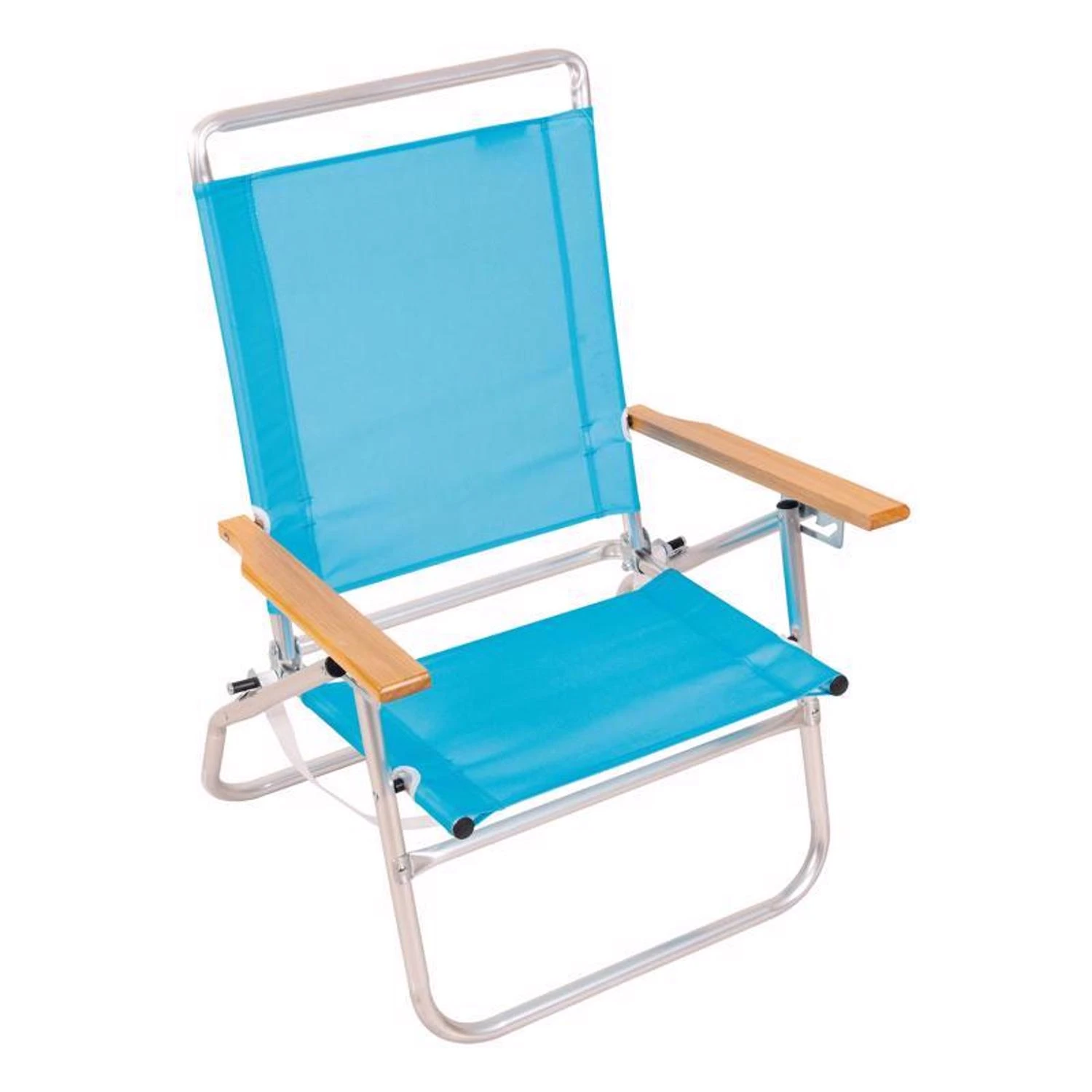 3-position Blue Beach Folding Chair With Aluminum Frame And Adjustable Features