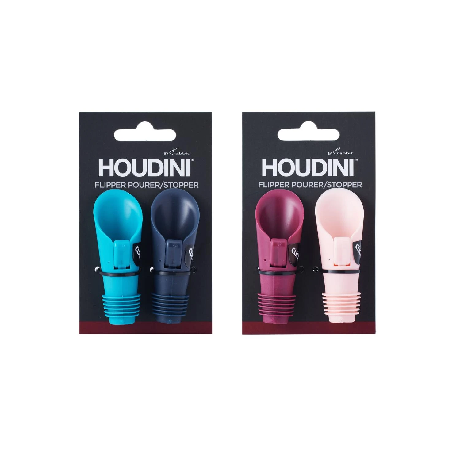 Houdini Assorted Plastic Stopper/pourer - 4 Pack Kitchen Barware Accessories