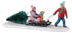 33628 Bringing Home Our Tree Christmas Village Table Accent Decoration