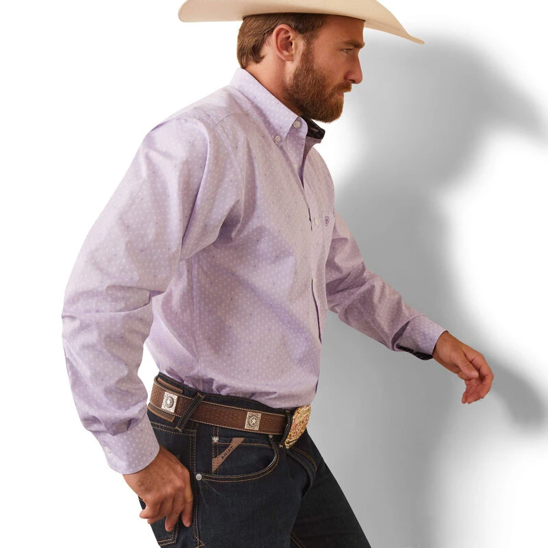 Men's Wrinkle Free Flynn Fitted Shirt, Lavender Skiff, Size Xl
