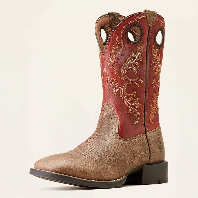 Men's Sport Rodeo Western Boot, Crazy Crunch Tan, Size 12 Medium