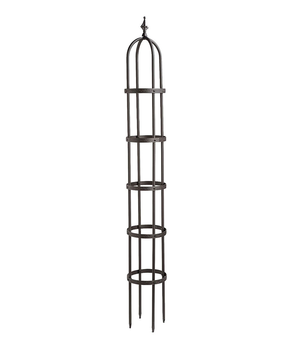 Bronzetone Powder-coated Steel 7' Garden Obelisk Trellis For Climbing Plants