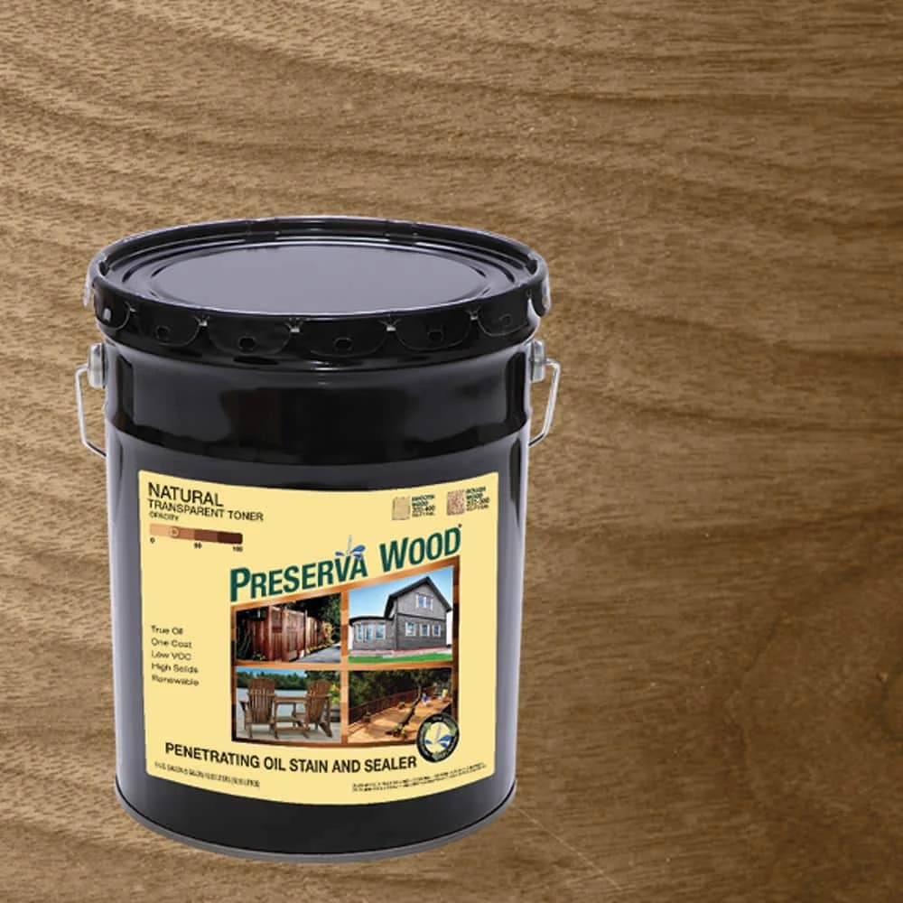 5 Gallon Oil Based Natural Transparent Exterior Wood Stain And Sealer, Tan