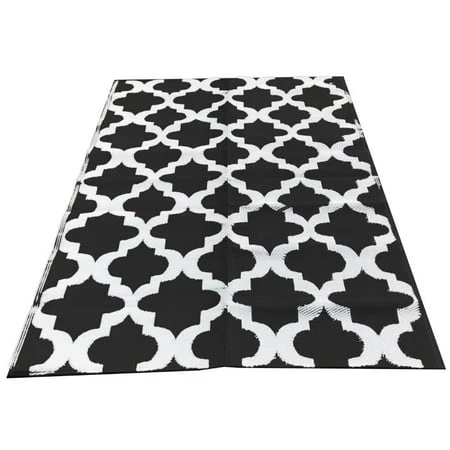 Indoor/outdoor Rug Camping Rv Patio Floor Mat 72 X 106 Inches Black