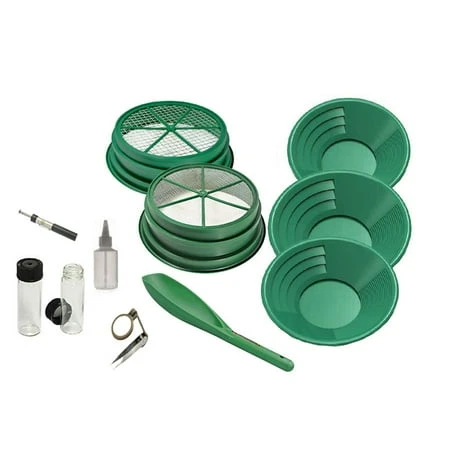 11 Piece Prospecting Mining Panning Kit With Classifiers, Pans, Sluice And Dredge