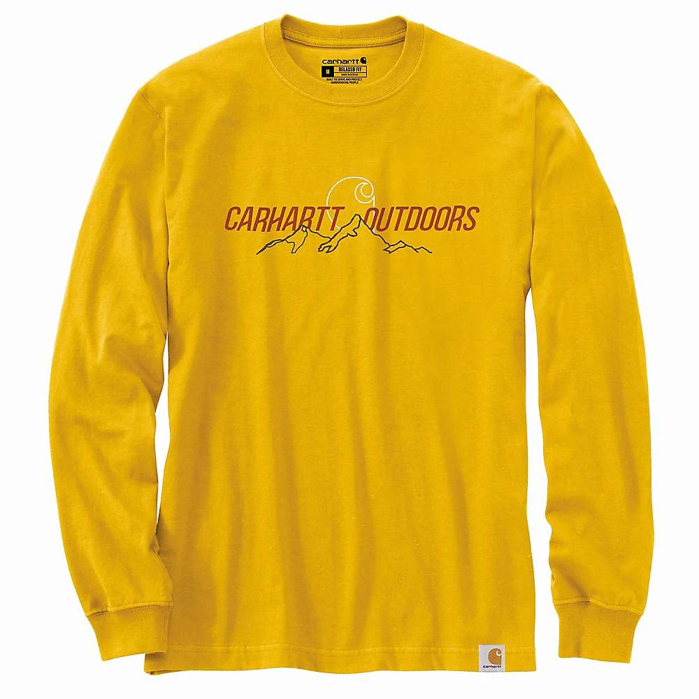 Men's Relaxed Fit Heavyweight Long Sleeve Outdoors Graphic T-shirt - Xl Regular - Solar Yellow
