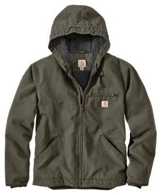 Washed Duck Sherpa-lined Jacket For Men - Moss - Medium Size