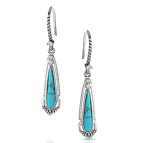 Radiant Stream Turquoise Dangle Earrings For Western Lifestyle