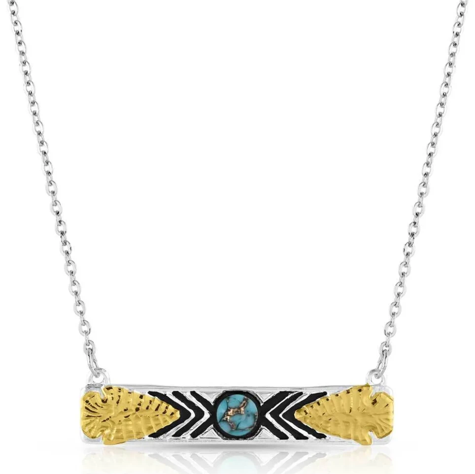 Southwest Nights Arrowhead Turquoise Necklace With Gold Accents