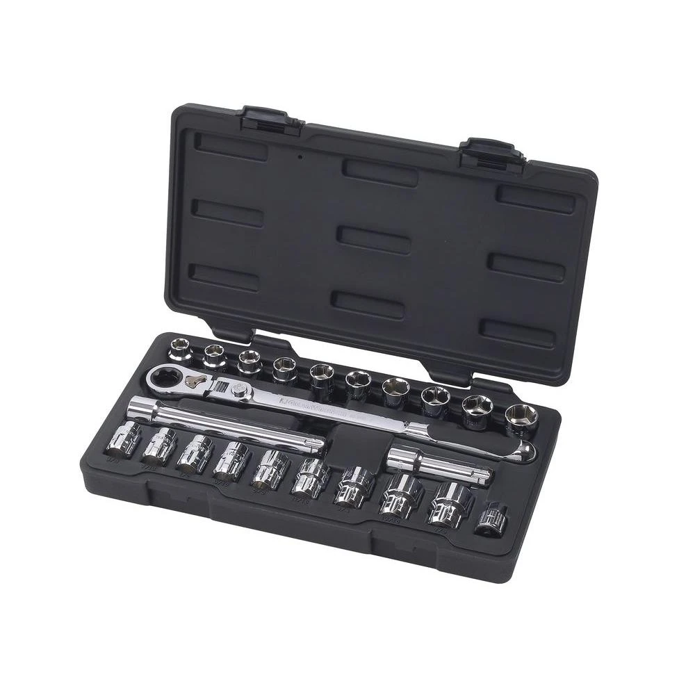 3/8 In. Drive Gear Ratchet And Socket Set, 23-piece Comprehensive Tool Kit