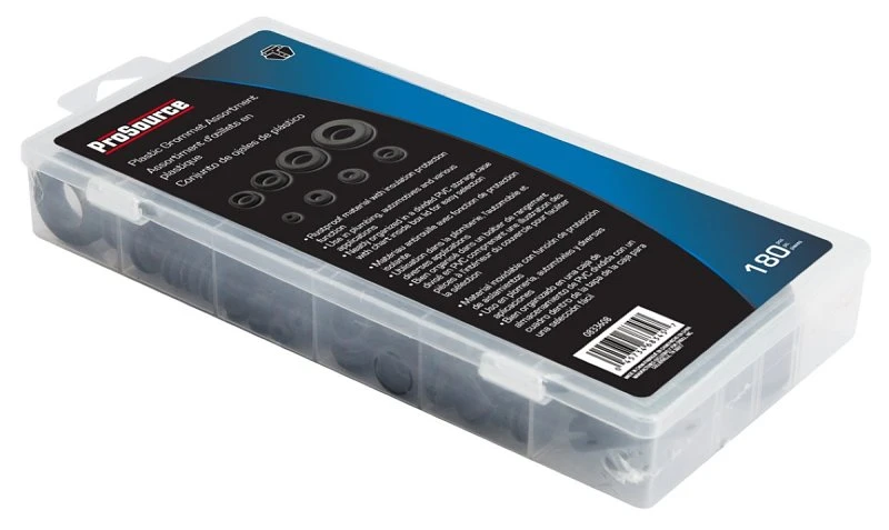 ProSource 61306 Plastic Grommet Assortment, PVC, Black, 1/4, 5/16, 3/8, 7/16, 1/2, 5/8, 7/8, 1 in Dia Panel Hole