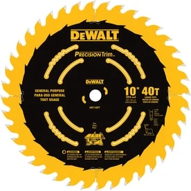 Precision Trim 10-inch 40-tooth Segmented Carbide Circular Saw Blade Dw7140pt