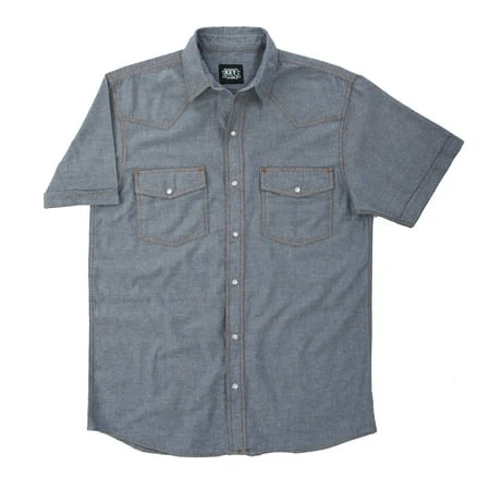 Chambray Short Sleeve Western Shirt For Men - Stylish And Comfortable