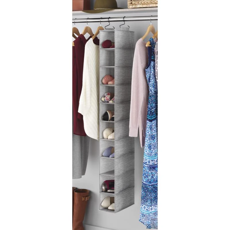 52 In. H X 11 In. W X 5.5 In. L Fabric Hanging Shoe Organizer With 10 Sections