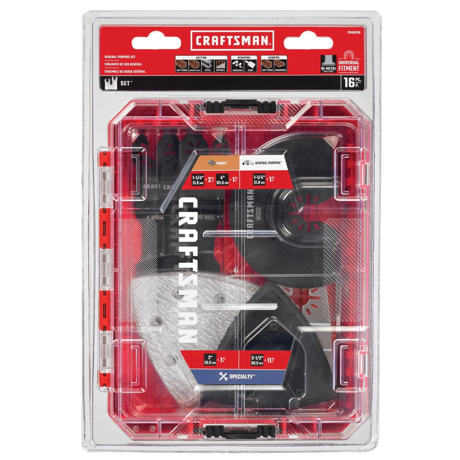 16 Piece Oscillating Blade Set For Wood, Metal, And Drywall Cutting