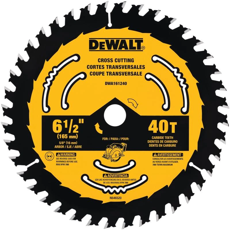 6-1/2 In. Tungsten Carbide Tipped Circular Saw Blade, 40 Teeth, 5/8 In. Arbor