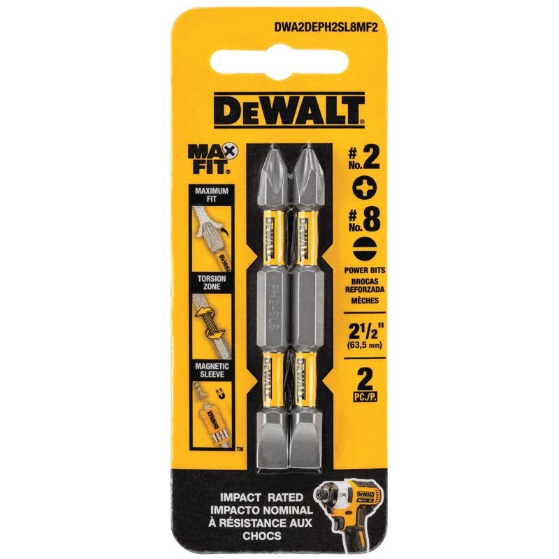Maxfit Double-ended Screwdriver Bit Set, 2-3/4 In. L, Ph2/sl8, 2 Pieces