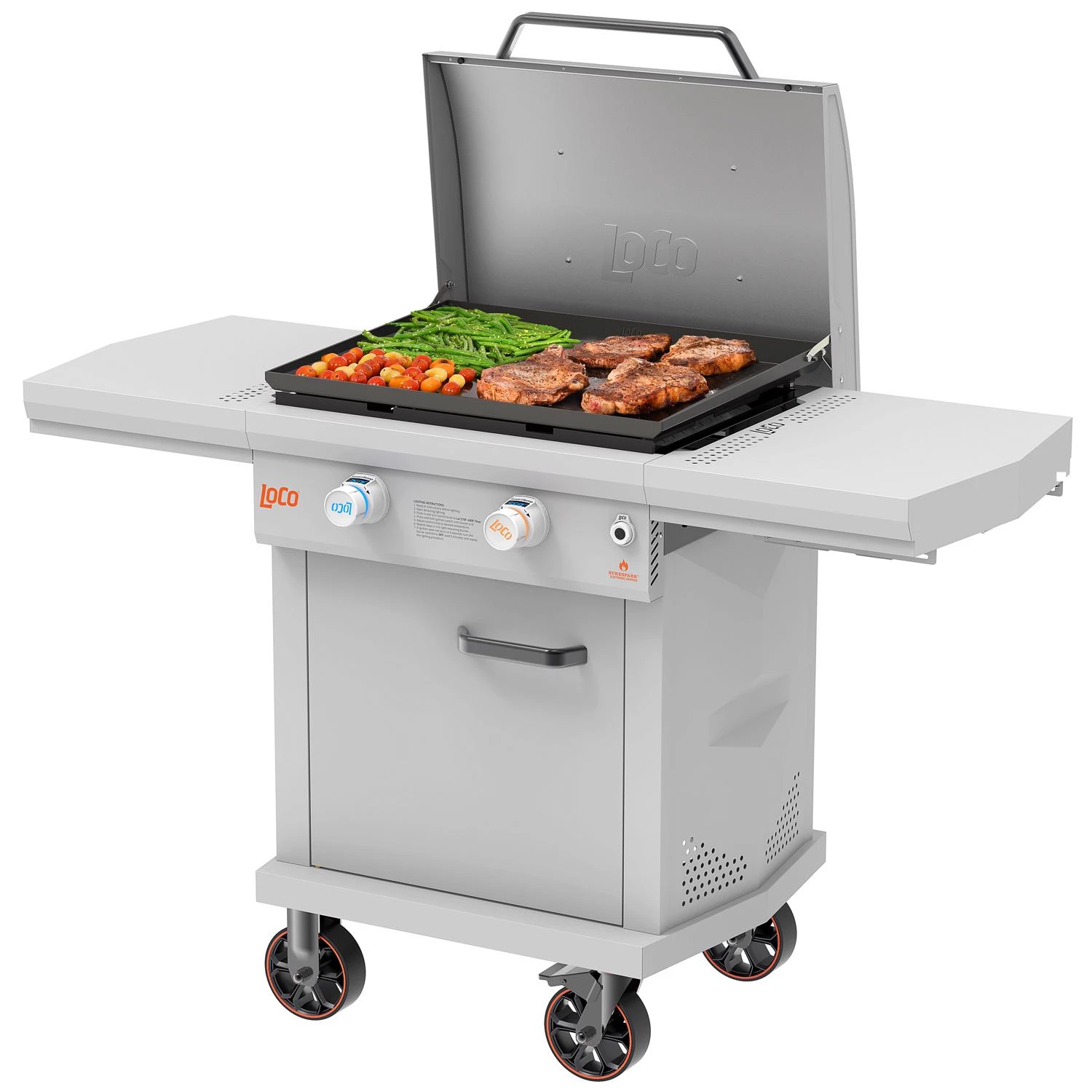2 Burner Liquid Propane Outdoor Griddle With Hood, Gray, 31000 Btu