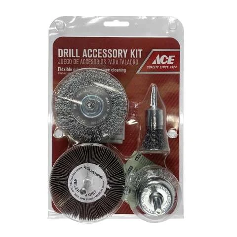 Assorted Flap And Wire Wheel Kit, Brass Coated Steel, 4500 Rpm, 4 Pieces