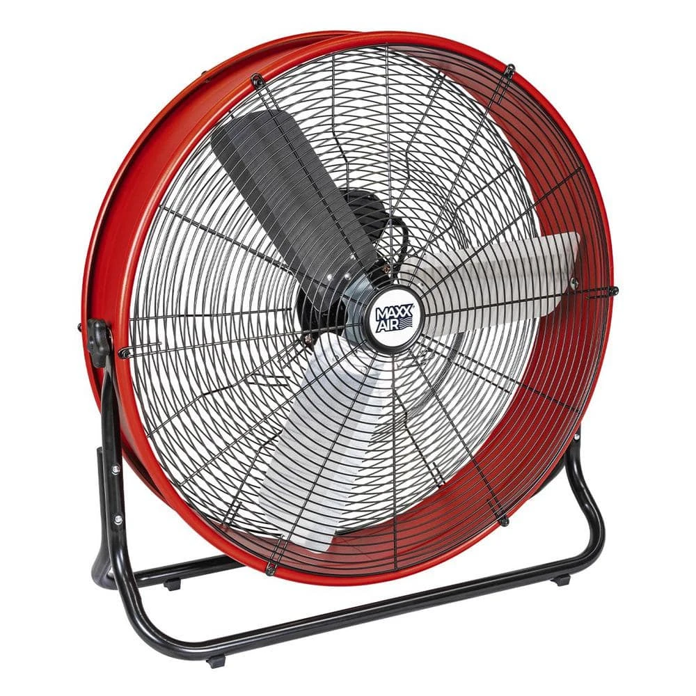 24 Inch 3-speed Narrow Profile Tilting Direct Drive Drum Fan Red