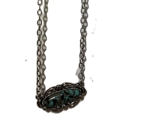 Ladies Earring And Necklace Set With Marble Bead In Blue And Black