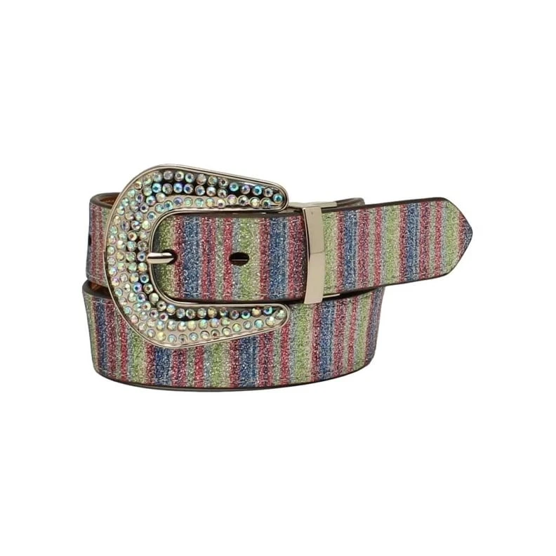 Angel Ranch Girls Reversible Western Belt With Cactus Stripes, Size 26