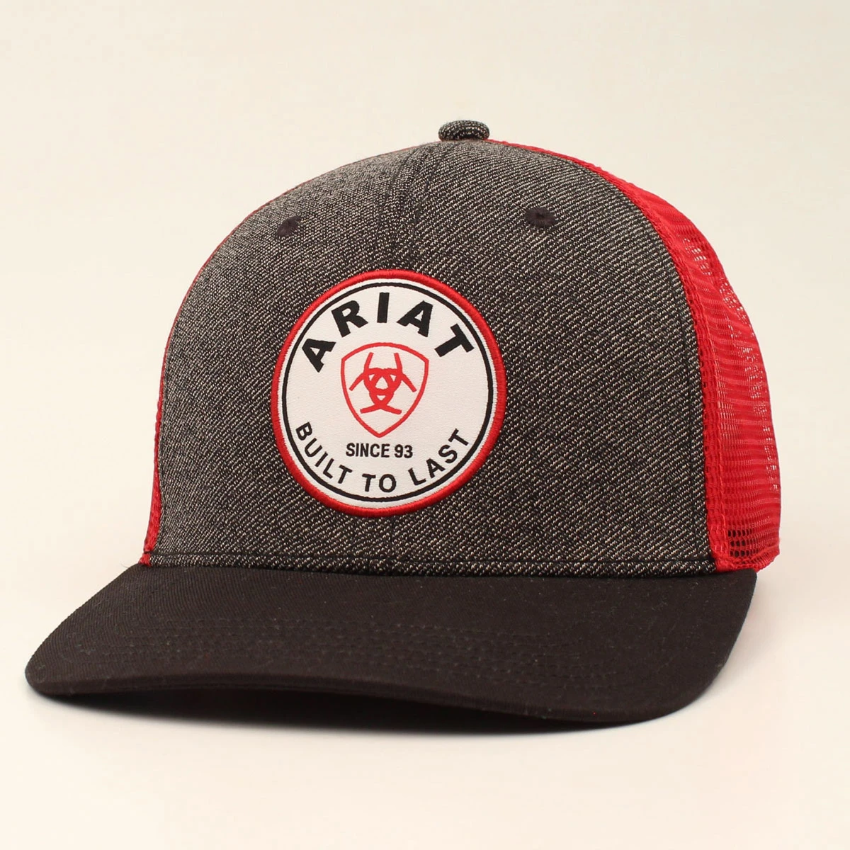 A300010206 Men's Ariat Grey Baseball Cap With Mesh Snap Back Patch