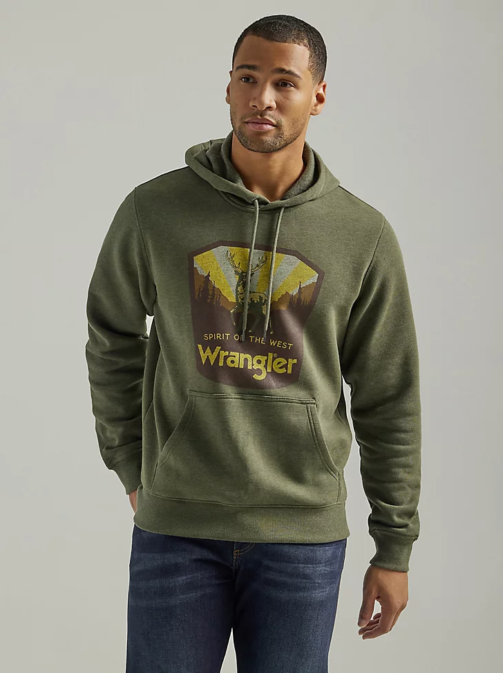 Men's Front Animal Logo Pullover Hoodie, Deep Depths Heather, Size 2xl