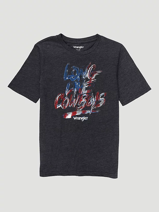 Boy's Long Live Cowboys Usa T-shirt Charcoal Heather Small