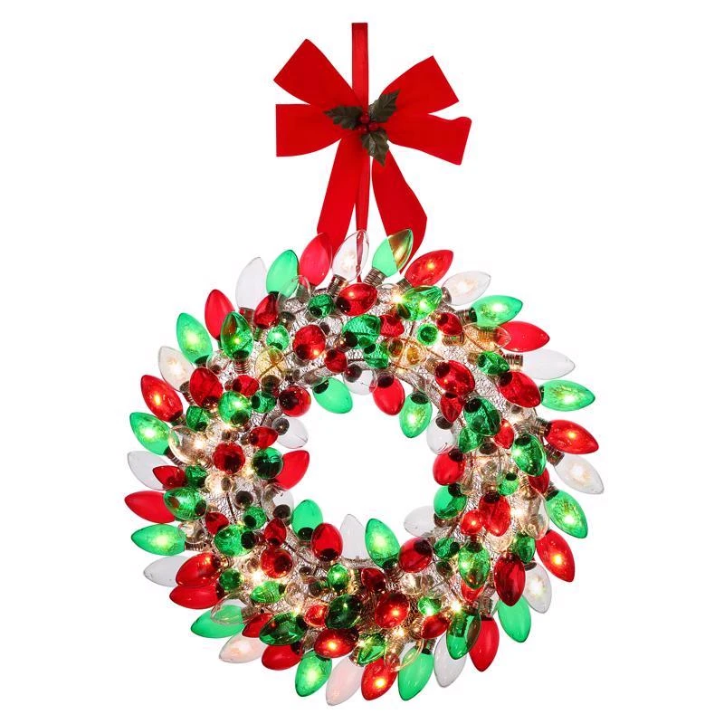 18 Inch Diameter Led Prelit Multicolored Bulb Wreath Model 10910ac