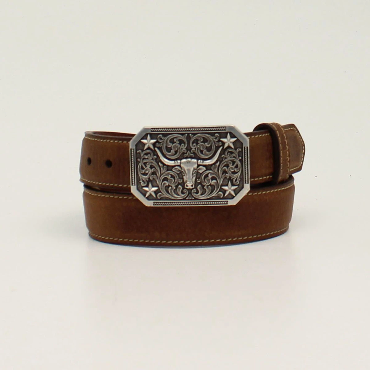 D120001202-24 1.25 Inch 3d Longhorn Buckle Belt, Brown - Size 24