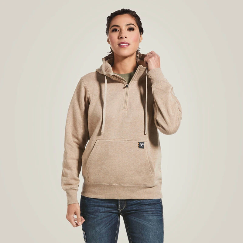 Women's Rebar Skill Set 1/2 Zip Hoodie, Dark Oatmeal Heather, Medium