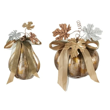 Glass Led Pumpkin Tabletop Decor - Assorted Designs, 5.1 X 0.6 X 8.3 Inches