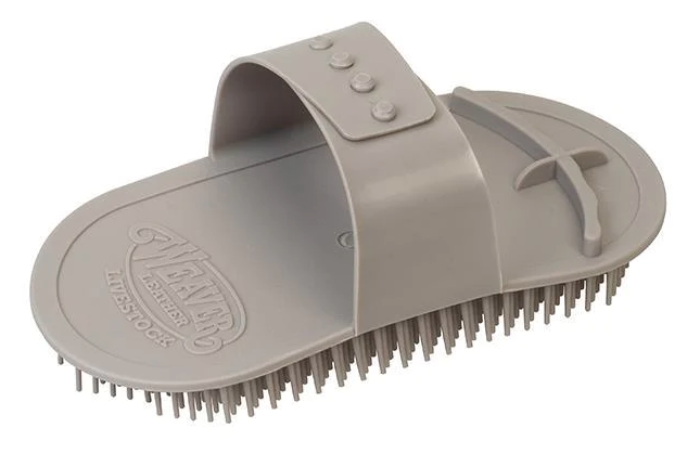 Livestock Massage Brush For Cattle, Adjustable Handle, Gray