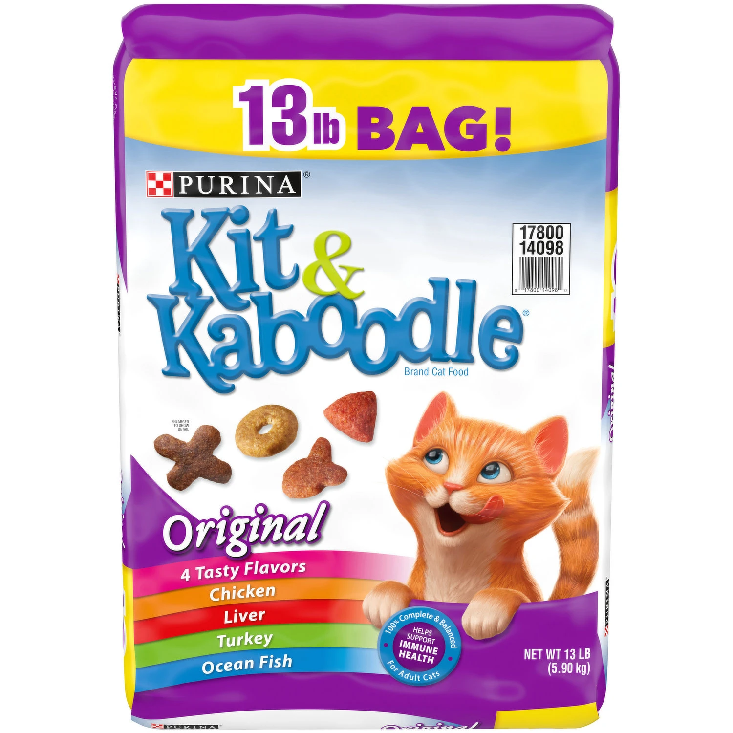 Dry Cat Food Original Medley Flavor 13 Pound Bag