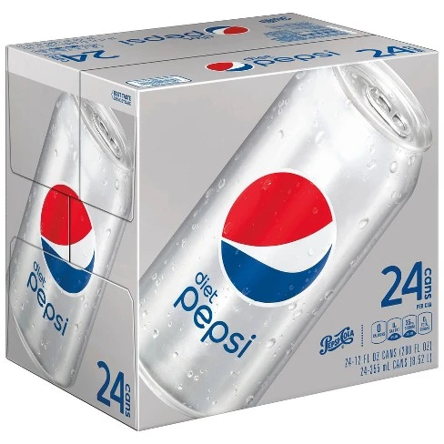 Pepsi Diet Pepsi Soda, 12 Oz, Pack Of 24 Bottles