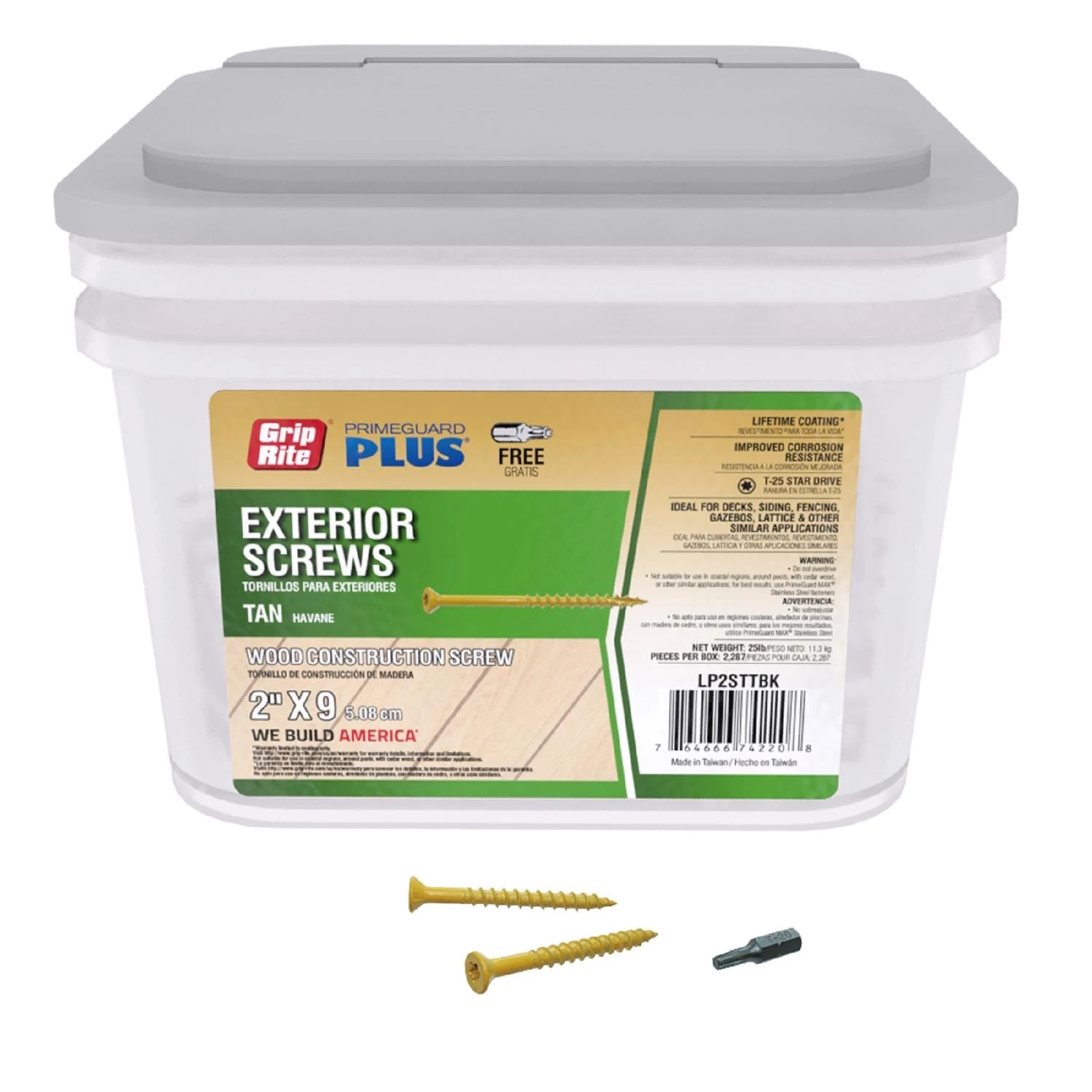 Primeguard Plus No. 9 X 2 In. Tan Star Flat Head Deck Screws 25 Lb Bucket