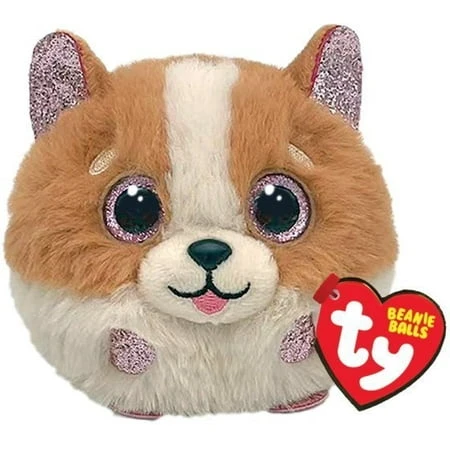 Puffies Plush Beanie Balls - Tanner The Brown Dog 4 Inch