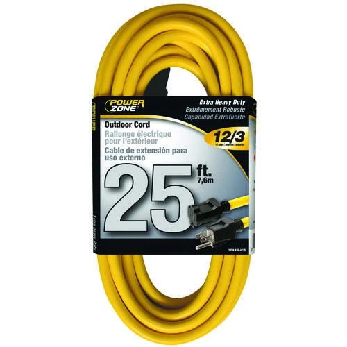 Power Zone 25Ft. Extension Cord 12-3 Yellow