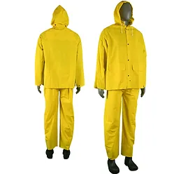 RAINSUIT 3PC YELLOW PVC/POLYESTER W/HOOD SIZE 2XL