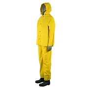 RAINSUIT 3PC YELLOW PVC/POLYESTER W/HOOD SIZE 2XL