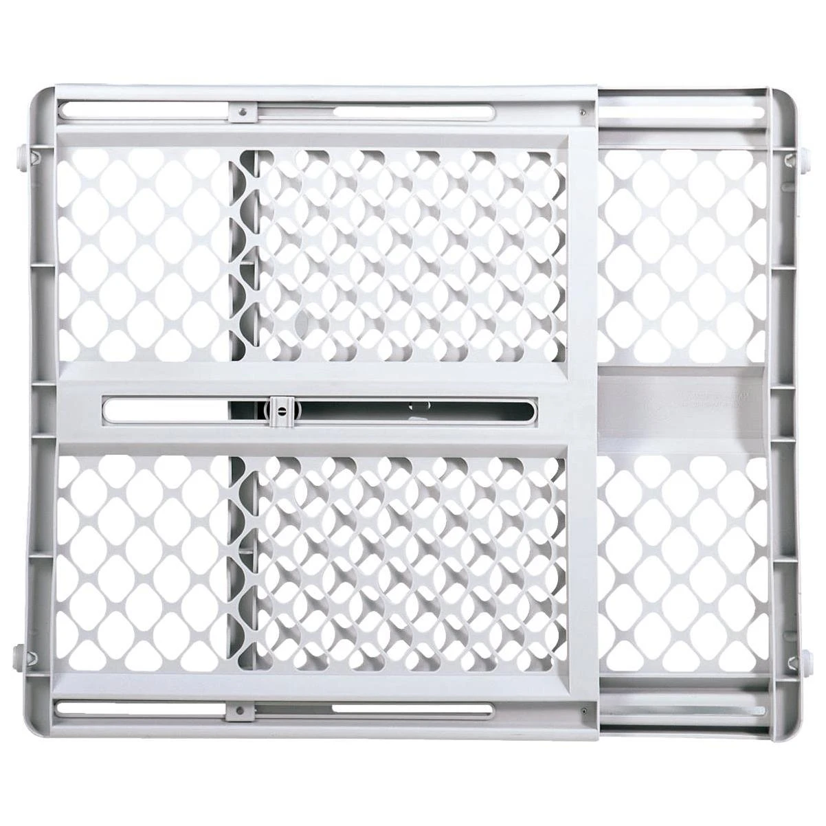 Adjustable Pet Gate, Light Gray Plastic, Fits 26 to 42 Inches by 26 Inches Opening